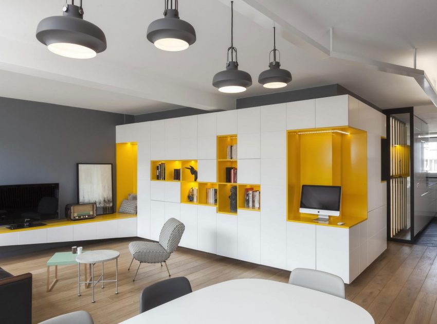 A Cheerful Apartment in Blue, Yellow and White for a Father and Son in Paris by Agence Glenn Medioni (1)