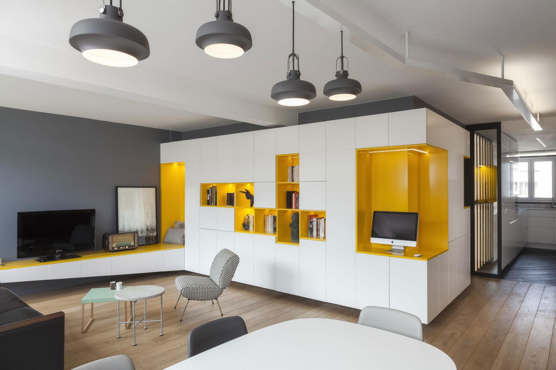 A Cheerful Apartment in Blue, Yellow and White for a Father and Son in Paris by Agence Glenn Medioni (1)
