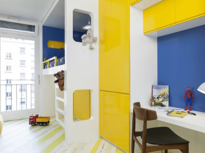 A Cheerful Apartment in Blue, Yellow and White for a Father and Son in Paris by Agence Glenn Medioni (16)