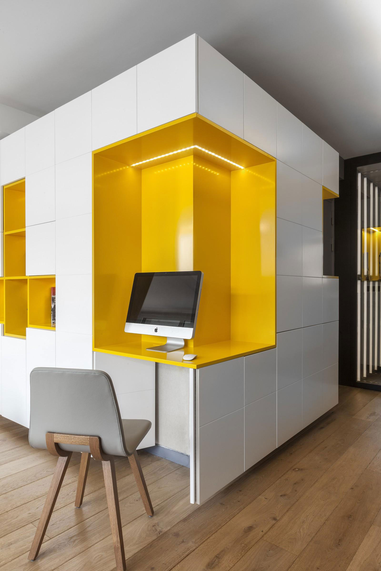A Cheerful Apartment in Blue, Yellow and White for a Father and Son in Paris by Agence Glenn Medioni (7)