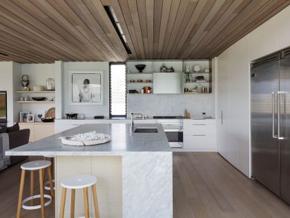 A Contemporary Family Home Greeted by a Double Height Entryway in Omaha, New Zealand by Julian Guthrie (17)