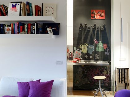 A Small and Colorful Modern Home with Vibrant Furniture and Art in Rome, Italy by Arabella Rocca (2)