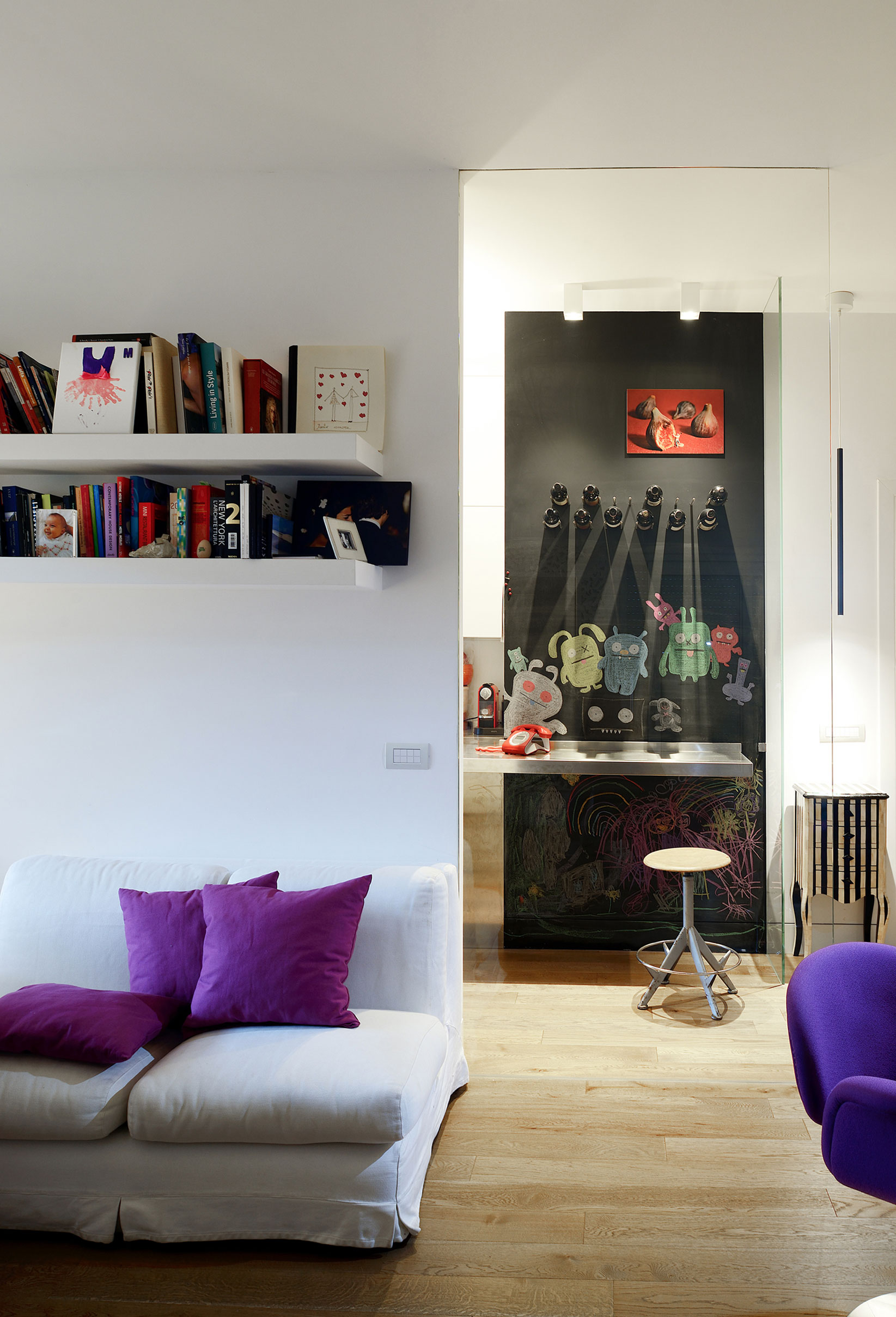 A Small and Colorful Modern Home with Vibrant Furniture and Art in Rome, Italy by Arabella Rocca (2)