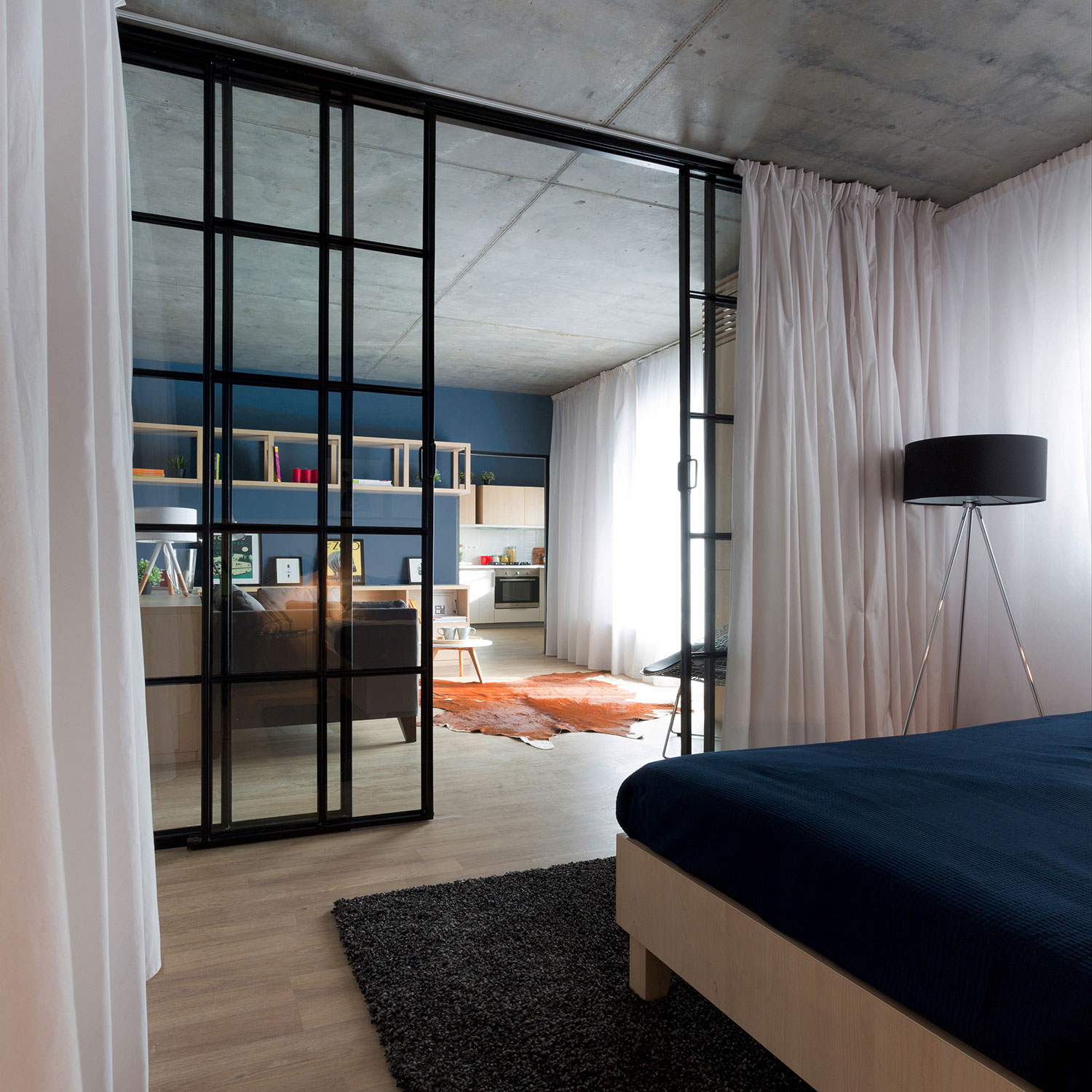 A Small and Modern Comfortable Apartment with a Dynamic Industrial Style in Bucharest by Bogdan Ciocodeică & Diana Roşu (15)