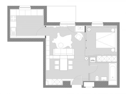 A Small and Modern Comfortable Apartment with a Dynamic Industrial Style in Bucharest by Bogdan Ciocodeică & Diana Roşu (20)