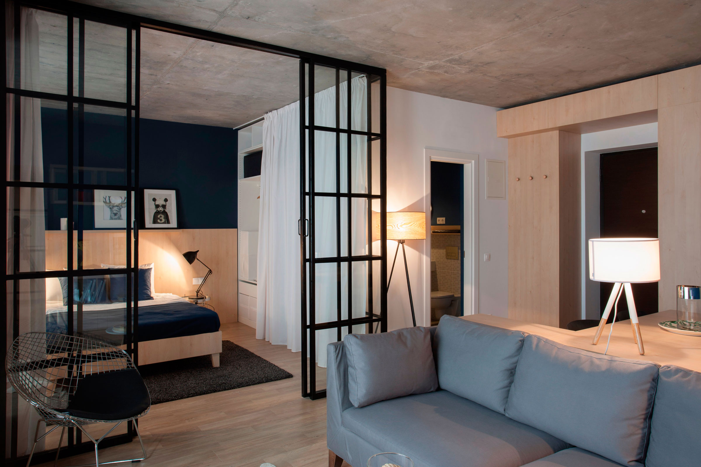 A Small and Modern Comfortable Apartment with a Dynamic Industrial Style in Bucharest by Bogdan Ciocodeică & Diana Roşu (3)