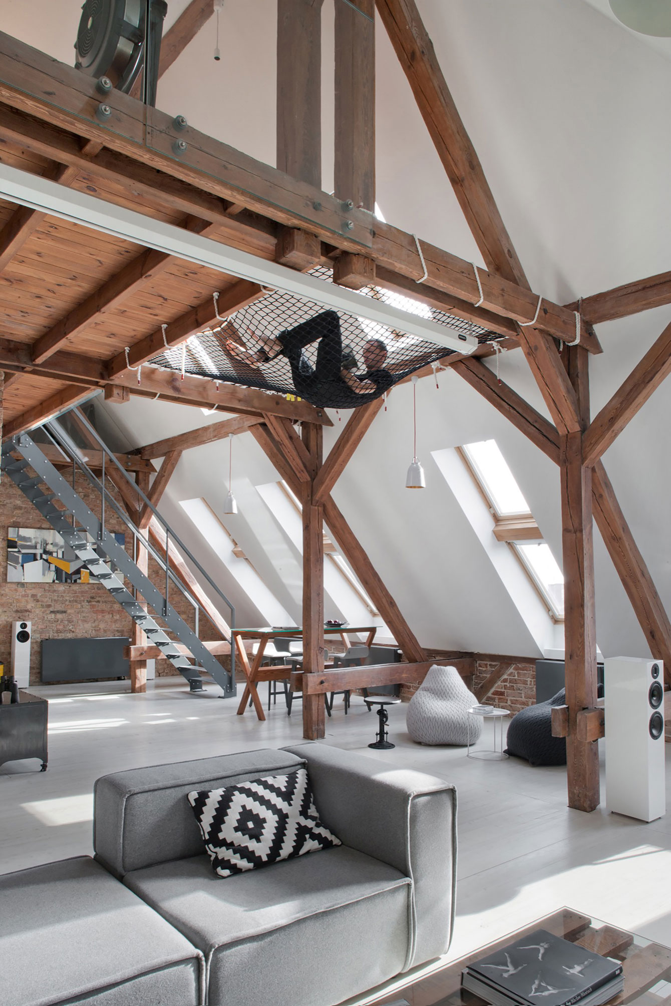 A Spacious Apartment with Beauty of Brick Walls and Timber Structure in Poznań, Poland by Cuns Studio (5)