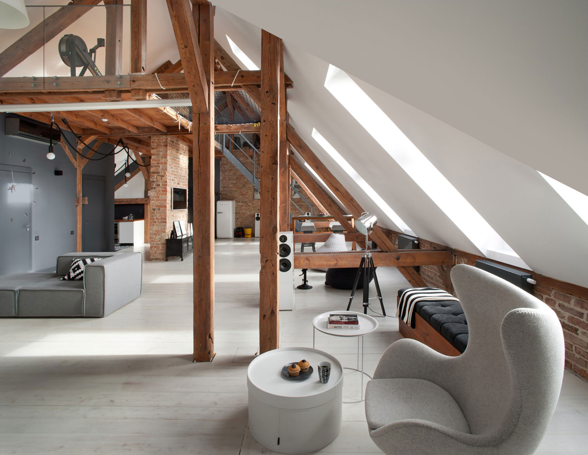 A Spacious Apartment with Beauty of Brick Walls and Timber Structure in Poznań, Poland by Cuns Studio (7)