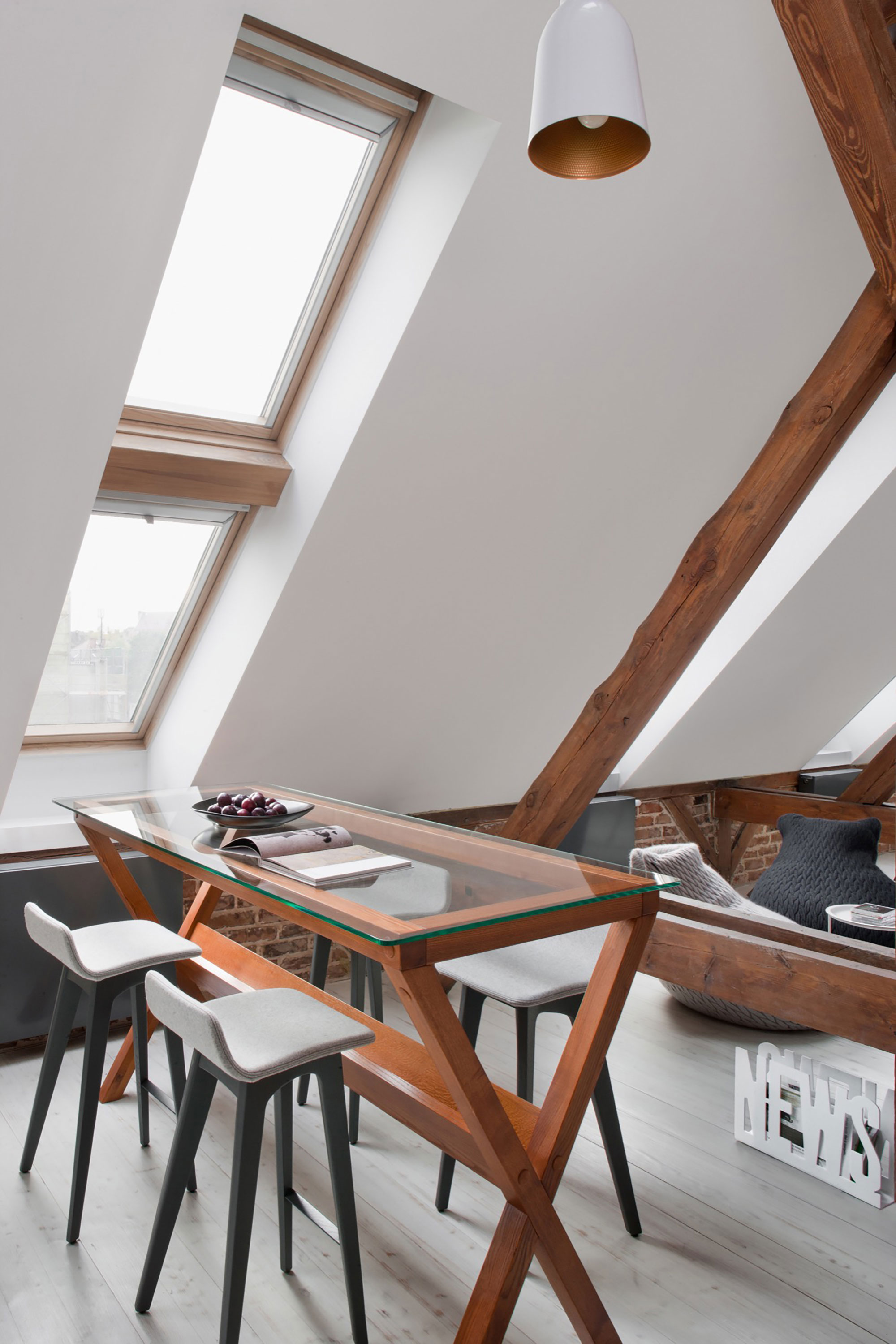 A Spacious Apartment with Beauty of Brick Walls and Timber Structure in Poznań, Poland by Cuns Studio (9)