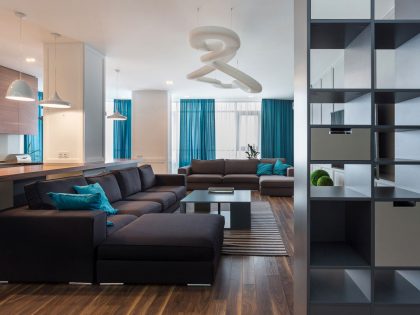 A Spacious Modern Apartment with Blue and White Accents in Kharkov by SVOYA Studio (1)