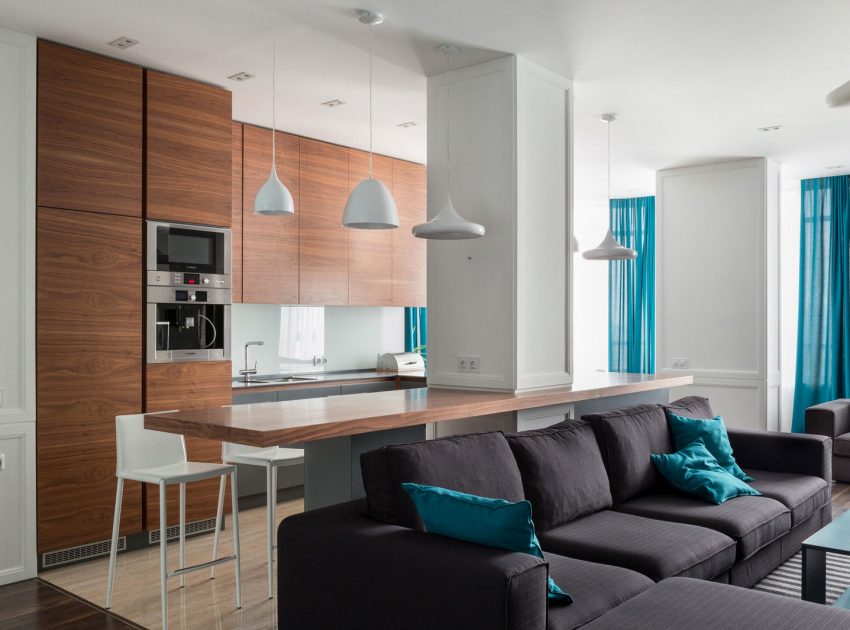 A Spacious Modern Apartment with Blue and White Accents in Kharkov by SVOYA Studio (10)