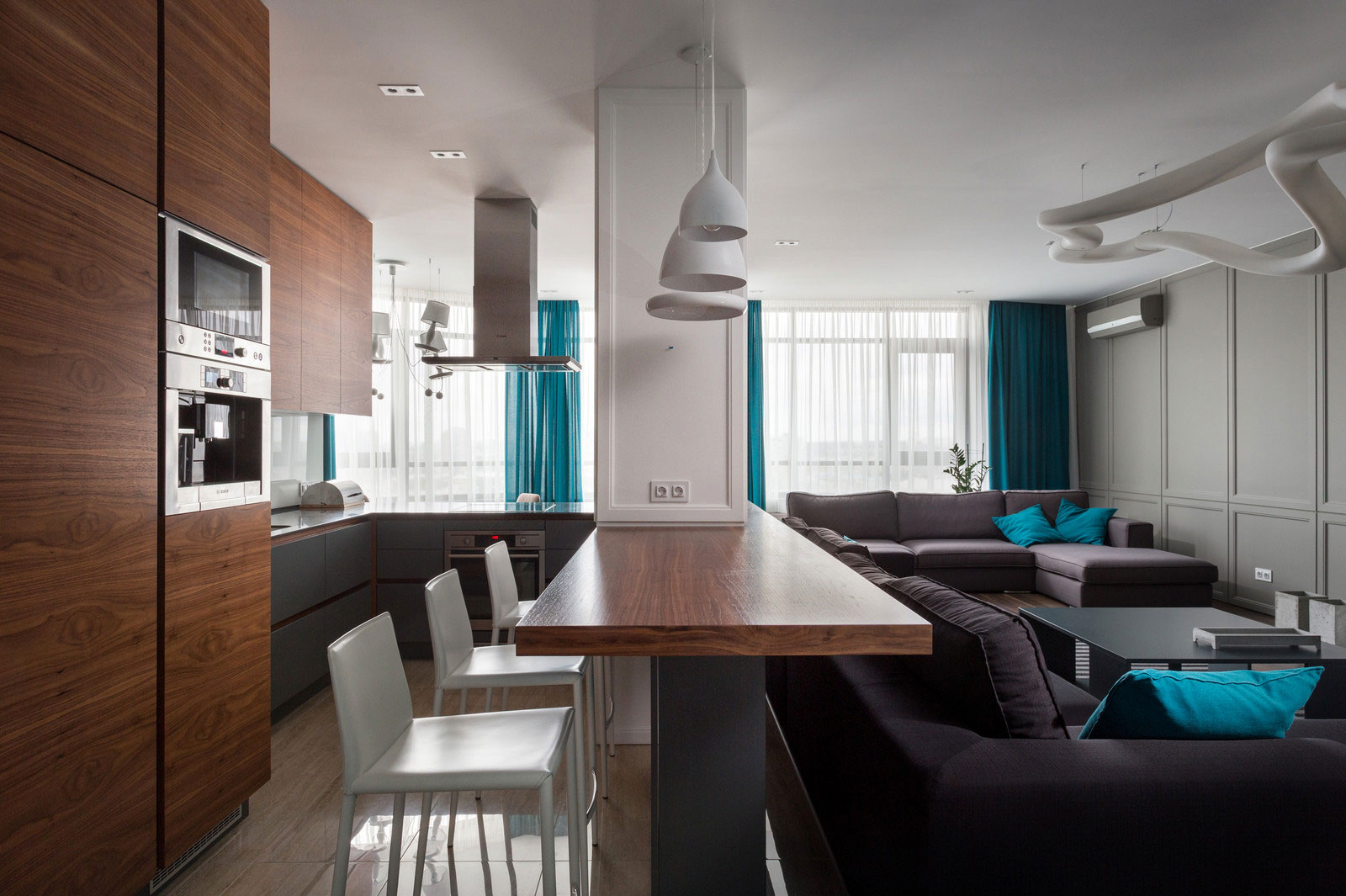 A Spacious Modern Apartment with Blue and White Accents in Kharkov by SVOYA Studio (11)