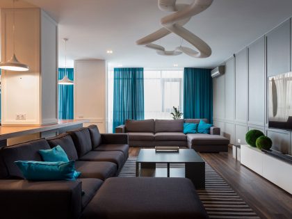 A Spacious Modern Apartment with Blue and White Accents in Kharkov by SVOYA Studio (3)