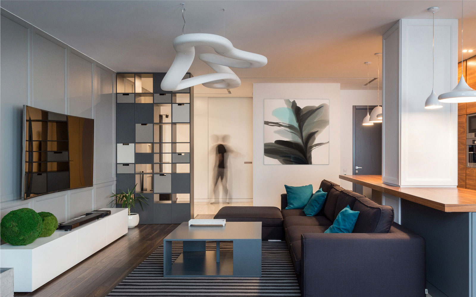 A Spacious Modern Apartment with Blue and White Accents in Kharkov by SVOYA Studio (9)