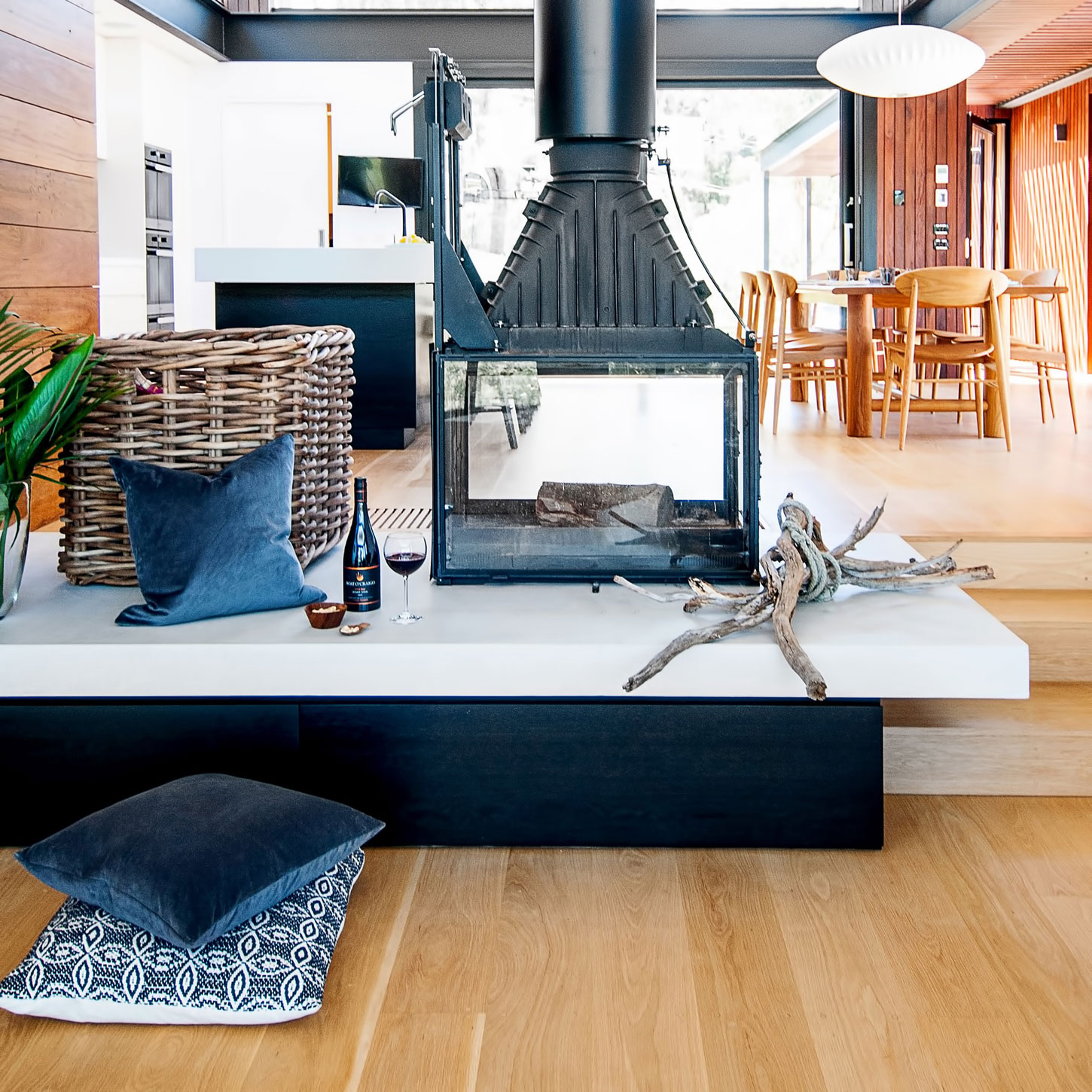 A Spacious Contemporary Home of Stone and Steel Built Above a River in Melbourne, Australia by Alexandra Buchanan Architecture (6)