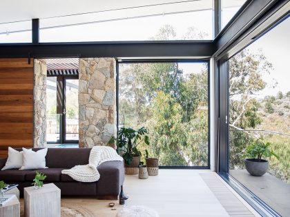 A Spacious Contemporary Home of Stone and Steel Built Above a River in Melbourne, Australia by Alexandra Buchanan Architecture (8)