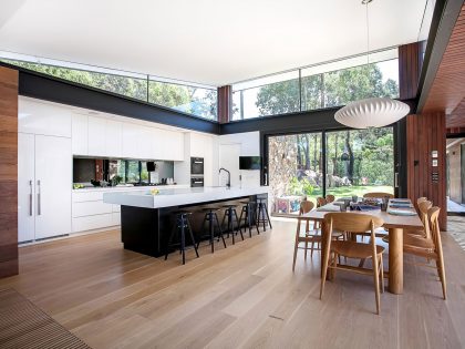 A Spacious Contemporary Home of Stone and Steel Built Above a River in Melbourne, Australia by Alexandra Buchanan Architecture (9)