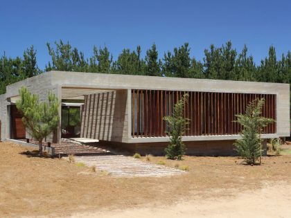 A Stunning Summer House with Concrete Pergola in the Woodland of Pinamar, Argentina by Besonias Almeida Arquitectos (1)