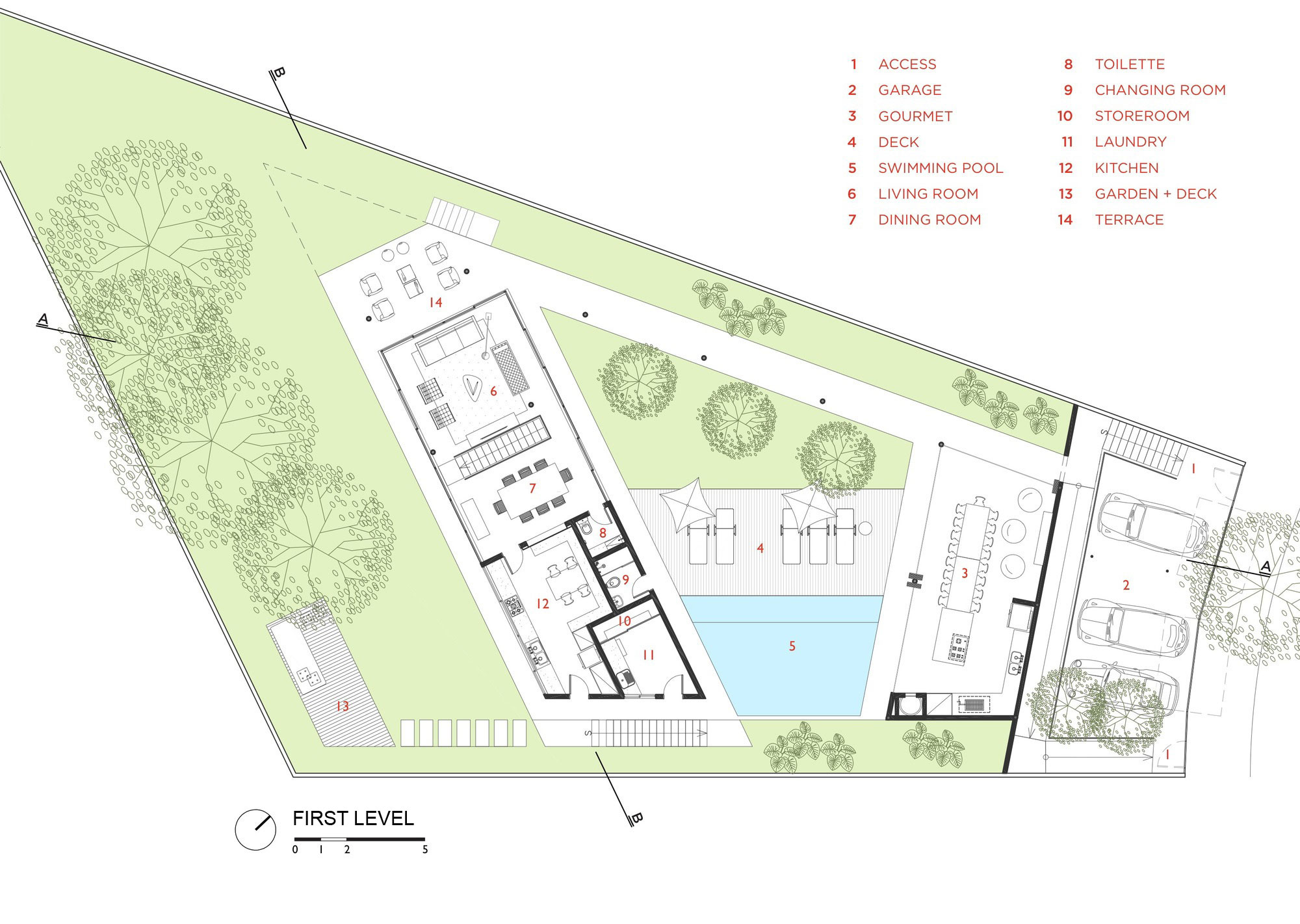 A Stylish Modern Home with Glass Walls and a Central Courtyard in São Paulo by FGMF (26)