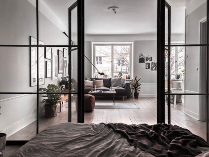 A Stylish Scandinavian Apartment with a Marked Industrial Style in Stockholm by Scandinavian Homes (19)