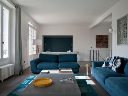 An Elegant House with a Picturesque Decor Done in White and Blue on Bois Colombes by Olivier Chabaud Architecte (3)