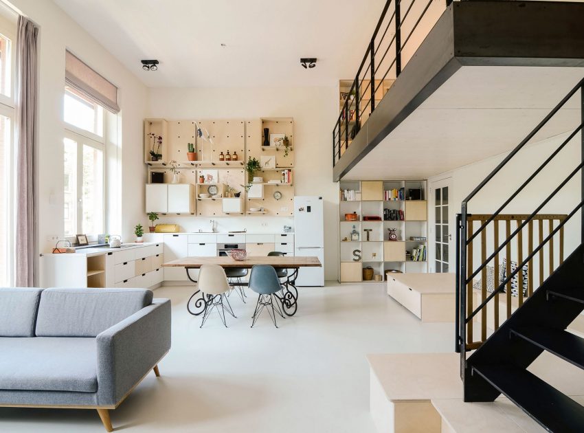 An Old School Building Converted into Swanky Contemporary Apartment in Amsterdam by Standard Studio & CASA architecten (2)