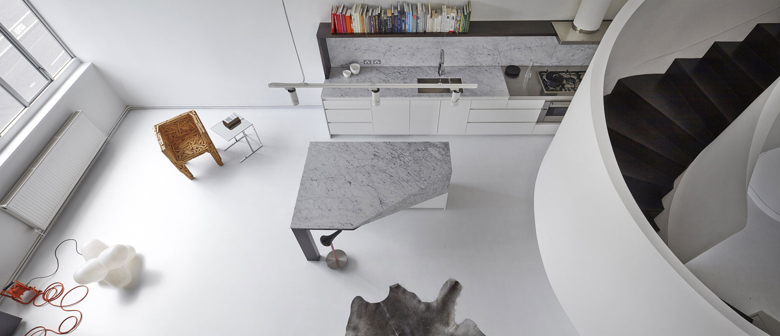 A Beautiful Modern Minimalist Loft with a Sculptural Staircase in Melbourne by Adrian Amore (1)