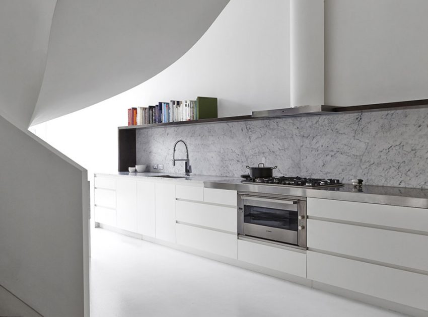 A Beautiful Modern Minimalist Loft with a Sculptural Staircase in Melbourne by Adrian Amore (5)