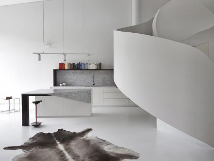 A Beautiful Modern Minimalist Loft with a Sculptural Staircase in Melbourne by Adrian Amore (6)