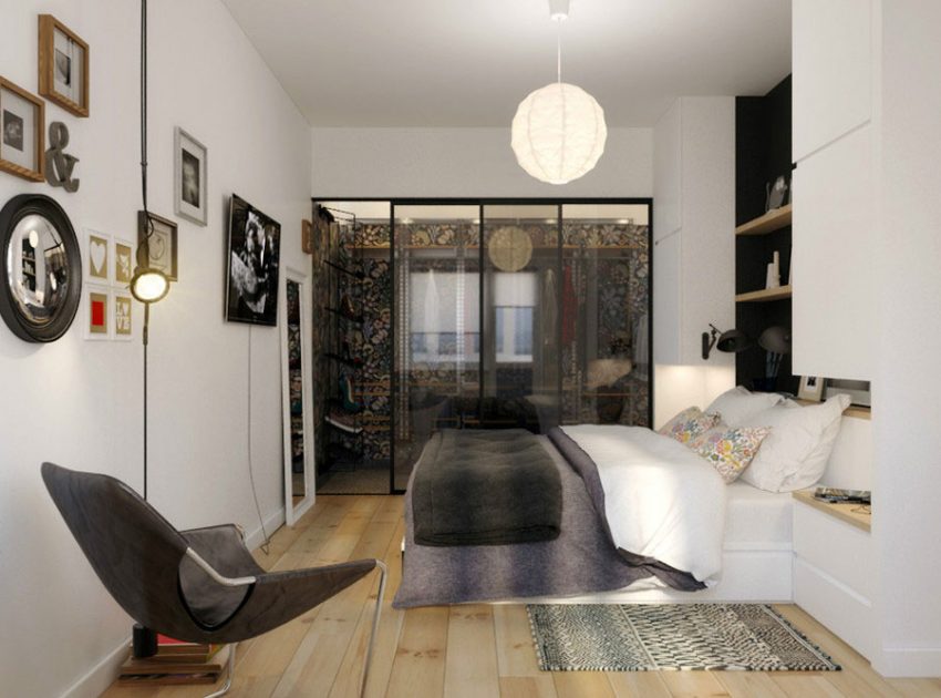 A Chic Black and White Contemporary Apartment for a Big Man with Maximize Space by Natalia Akimov (2)