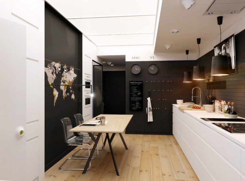 A Chic Black and White Contemporary Apartment for a Big Man with Maximize Space by Natalia Akimov (3)