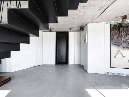 A Stylish and Playful Duplex Penthouse with Suspended Steel Staircase in Tel Aviv by Toledano +Architects (6)