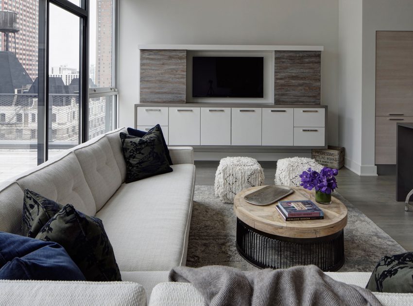 A Chic and Stylish Apartment Blends Rustic and Modern Details in Chicago by LG Interiors (1)