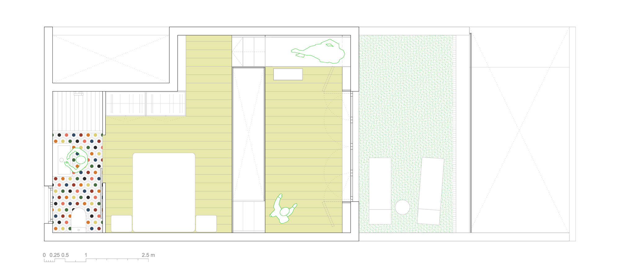 A Colorful and Playful Row Home Separated by Stairs and Mesh Partitions in Barcelona, Spain by Nook Architects (13)