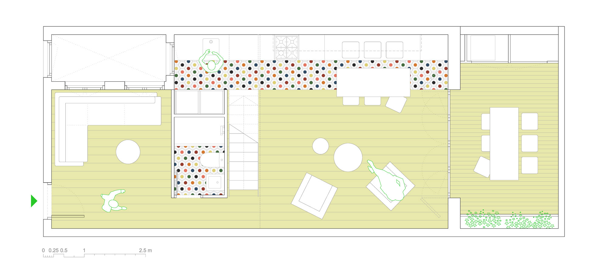 A Colorful and Playful Row Home Separated by Stairs and Mesh Partitions in Barcelona, Spain by Nook Architects (14)