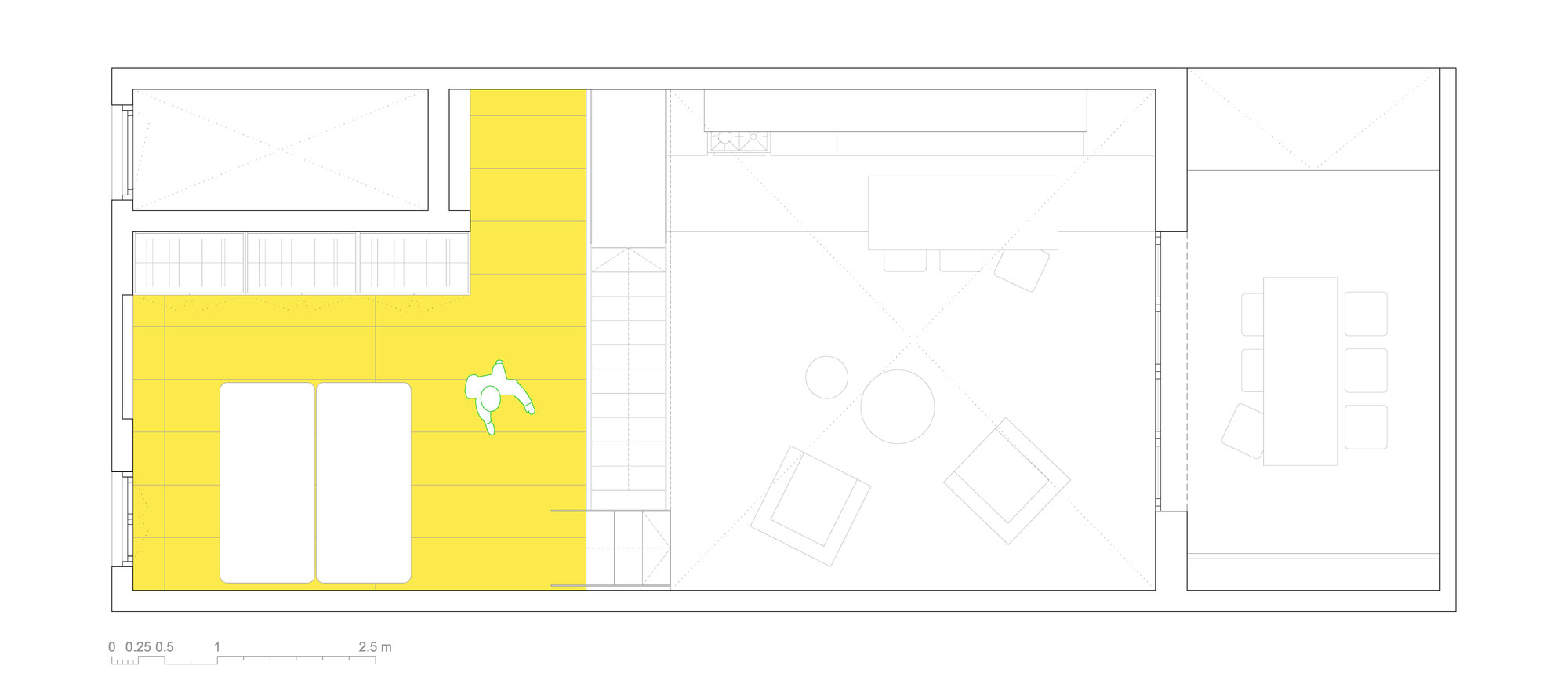 A Colorful and Playful Row Home Separated by Stairs and Mesh Partitions in Barcelona, Spain by Nook Architects (15)