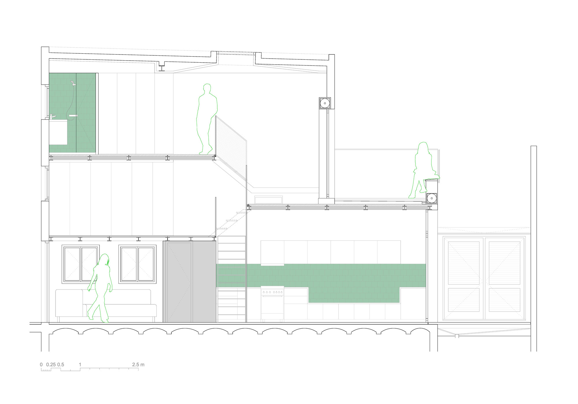 A Colorful and Playful Row Home Separated by Stairs and Mesh Partitions in Barcelona, Spain by Nook Architects (16)