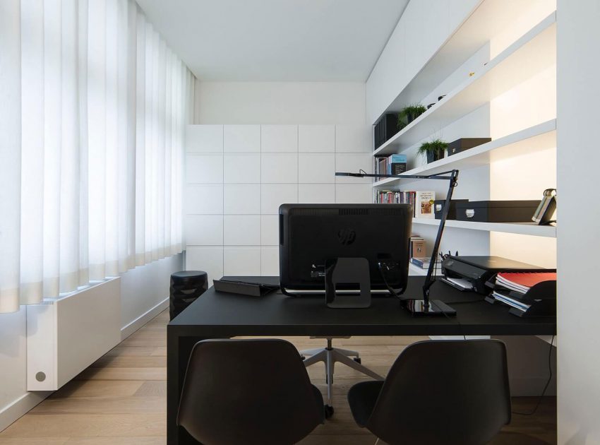 A Contemporary Apartment with Shades of Red and Black Furniture in Mortsel, Belgium by Filip Deslee (12)