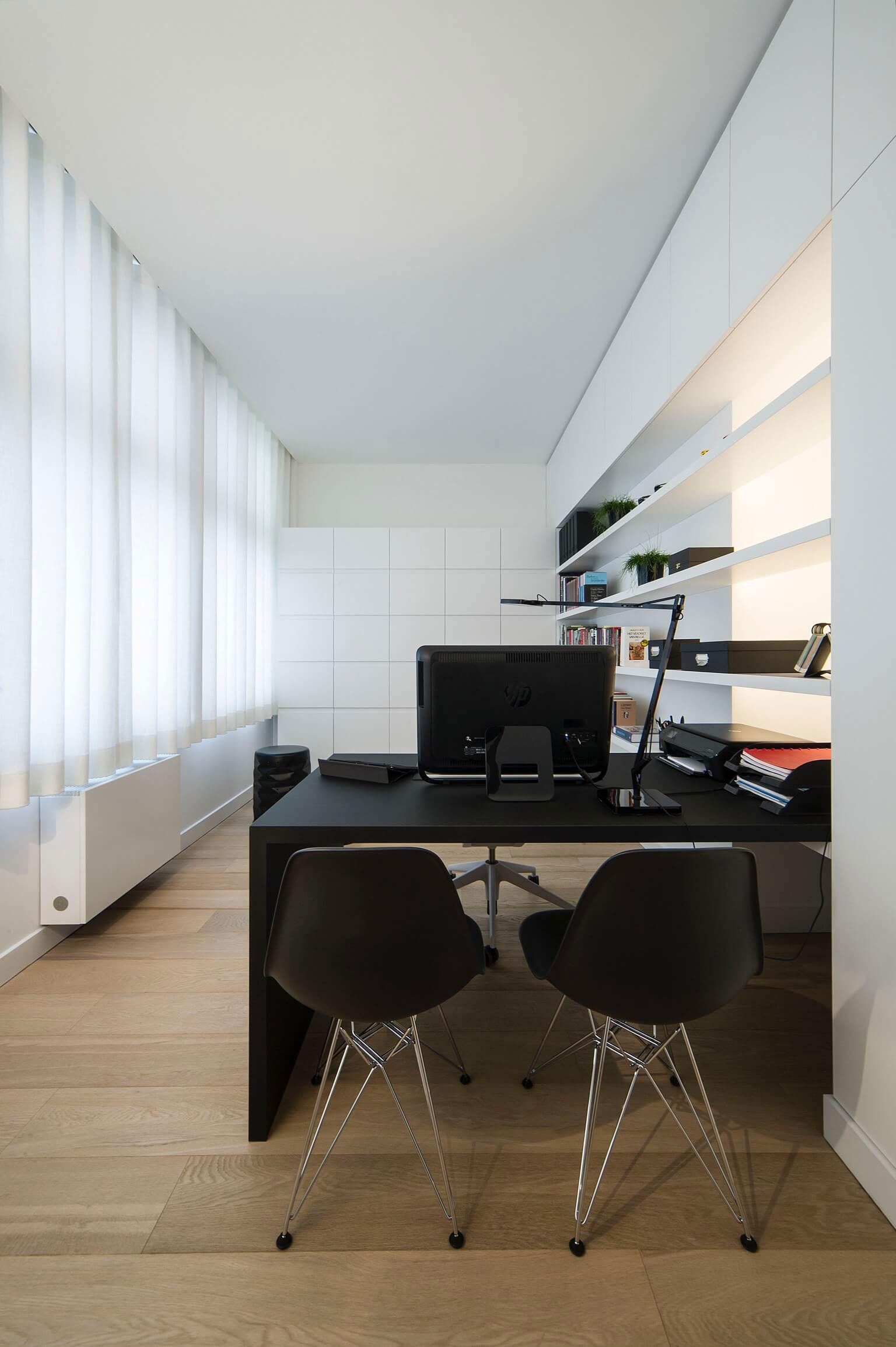 A Contemporary Apartment with Shades of Red and Black Furniture in Mortsel, Belgium by Filip Deslee (12)