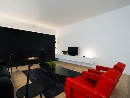 A Contemporary Apartment with Shades of Red and Black Furniture in Mortsel, Belgium by Filip Deslee (2)