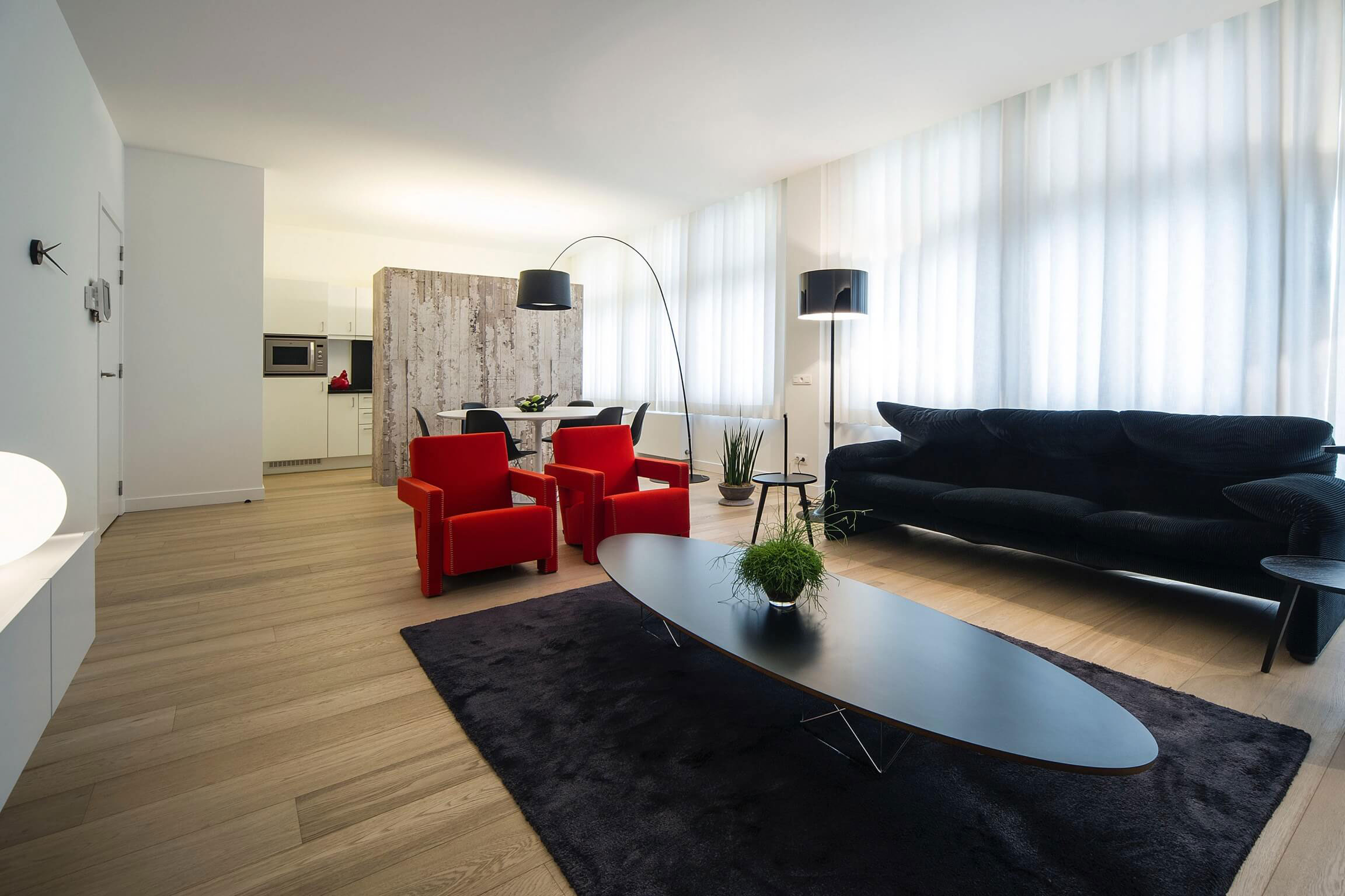 A Contemporary Apartment with Shades of Red and Black Furniture in Mortsel, Belgium by Filip Deslee (7)
