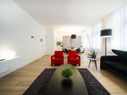 A Contemporary Apartment with Shades of Red and Black Furniture in Mortsel, Belgium by Filip Deslee (8)