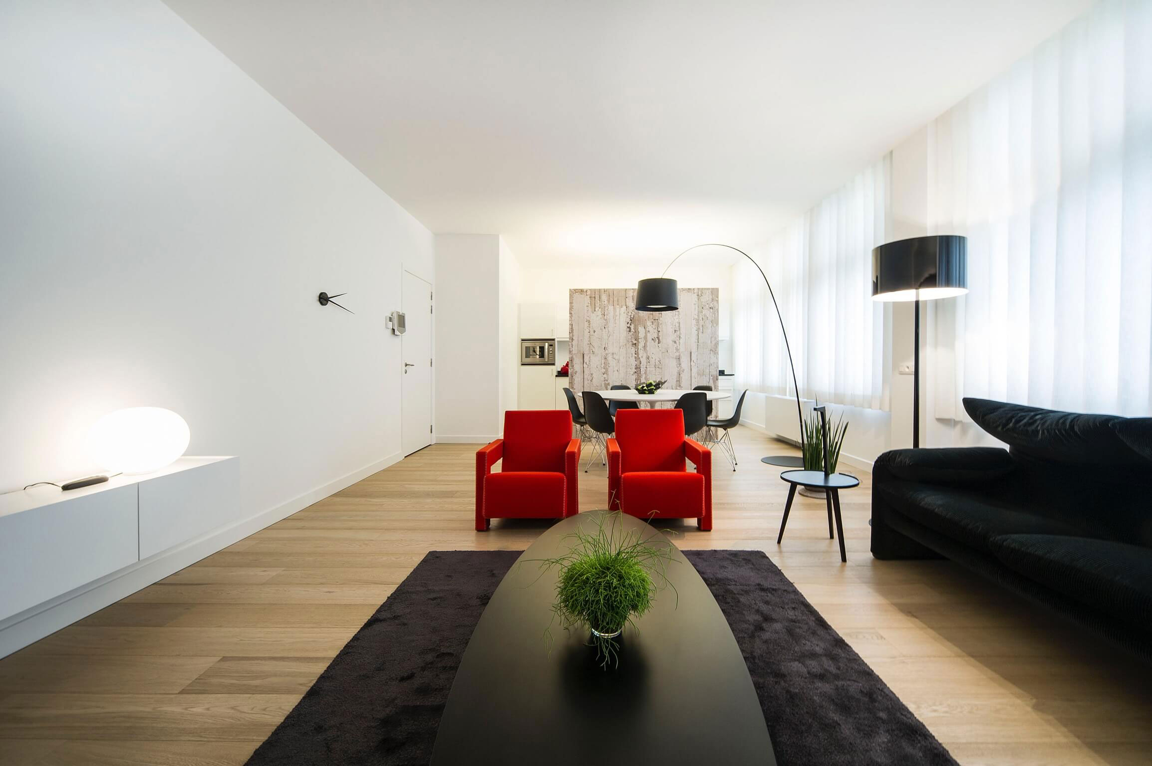 A Contemporary Apartment with Shades of Red and Black Furniture in Mortsel, Belgium by Filip Deslee (8)
