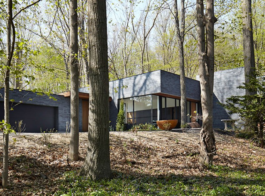 A Stylish Modern Dark Brick Home in the Lush Forests of Dundas, Ontario by Setless Architecture (2)