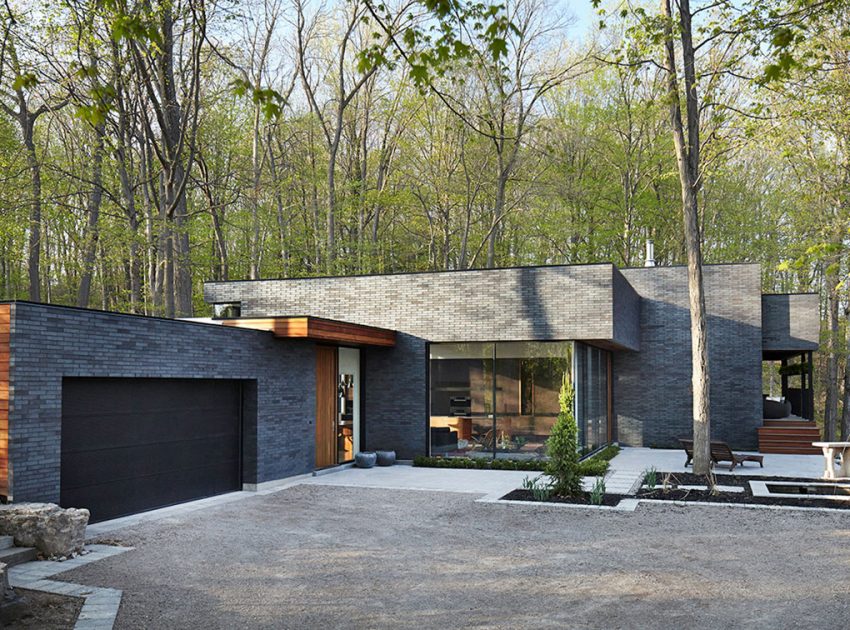 A Stylish Modern Dark Brick Home in the Lush Forests of Dundas, Ontario by Setless Architecture (3)