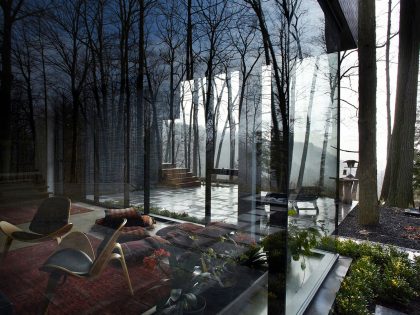 A Stylish Modern Dark Brick Home in the Lush Forests of Dundas, Ontario by Setless Architecture (6)