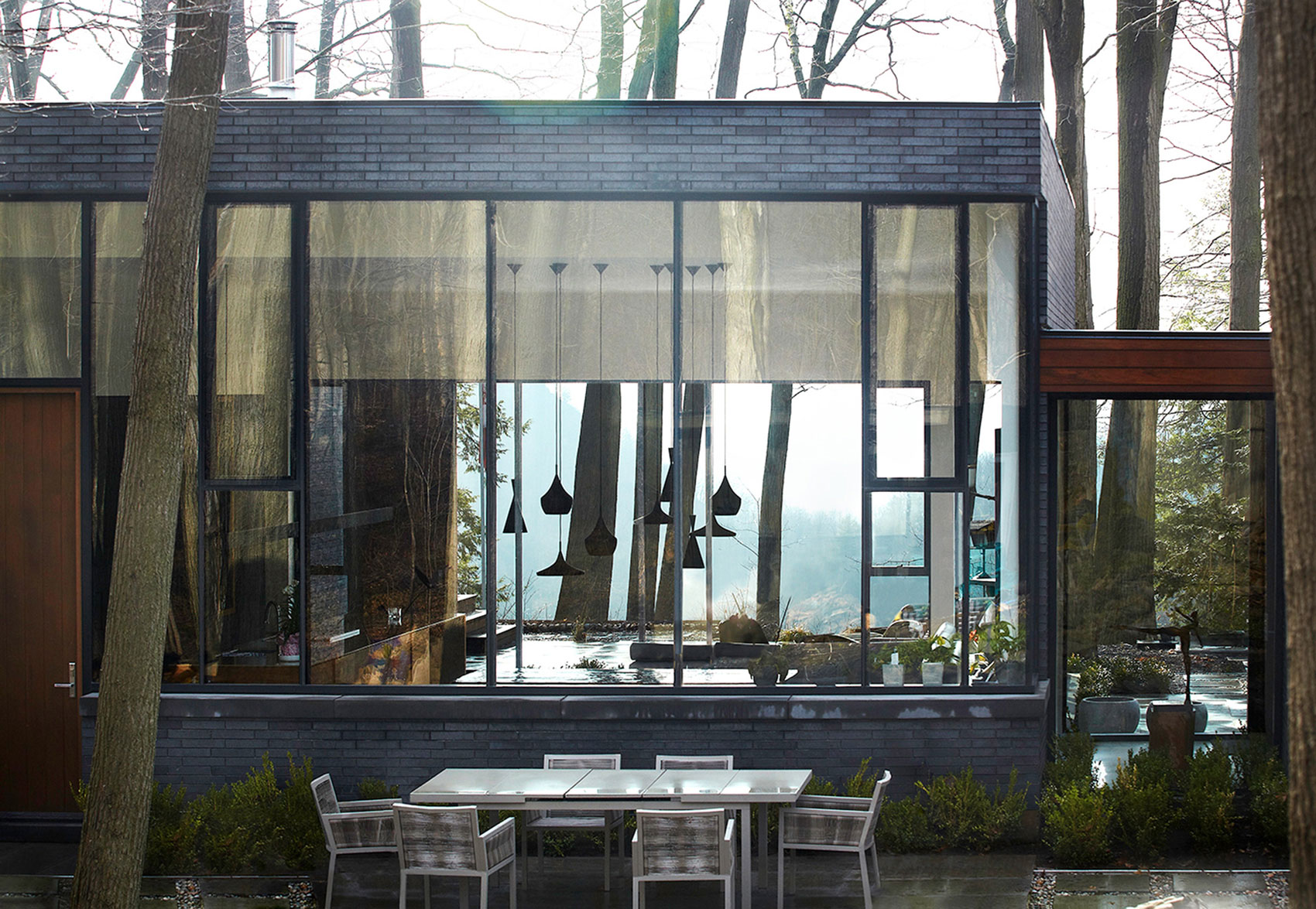 A Stylish Modern Dark Brick Home in the Lush Forests of Dundas, Ontario by Setless Architecture (7)