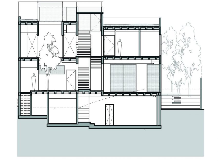 A Contemporary House Made of Wood, Concrete and Volcanic Stone in Mexico City by Materia Arquitectonica (25)