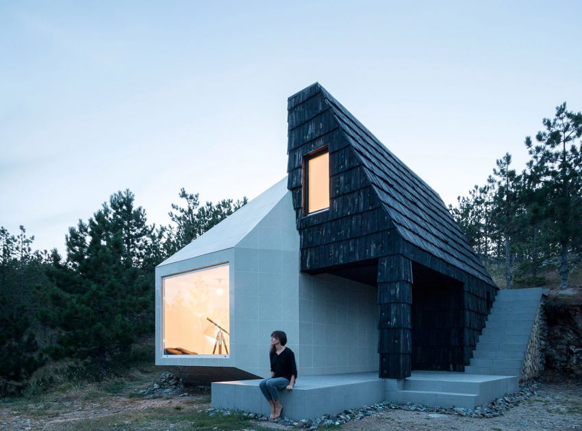 A Contemporary Mountain Home Enclosed by White Ceramic Tiles and Dark Wooden Shingles in Divčibare by EXE studio (10)