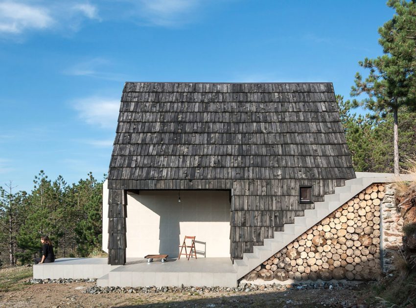 A Contemporary Mountain Home Enclosed by White Ceramic Tiles and Dark Wooden Shingles in Divčibare by EXE studio (5)